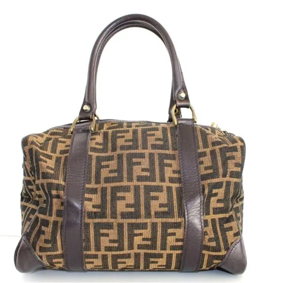 Fendi Zucca VERY RARE Vintage  Boston Bag Canvas with Leather Top Handles - Picture 2 of 12